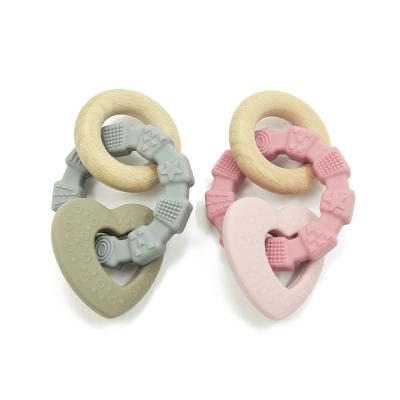 China Natural Recyclable CPC Silicone Wood Teether Eco Friendly Baby Chew Toys for sale