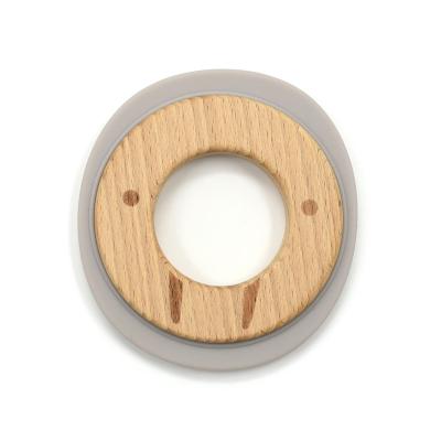China Grey Walrus Shaped Silicone Beech Wooden Teething Rings BPA Free for sale