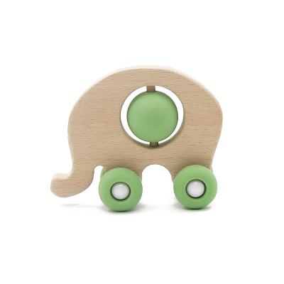 China Educational Wooden FDA Elephant Silicone Teething Rattle Medical Grade for sale