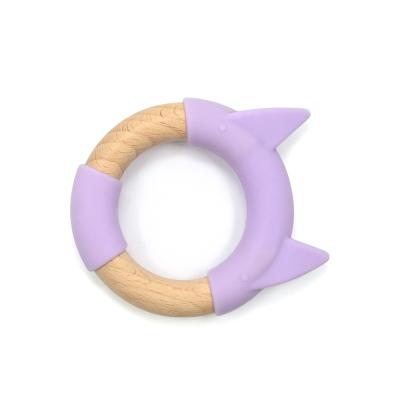 China Purple Silicone Beech Wood BPS BPA Free Funny Teething Toys for sale