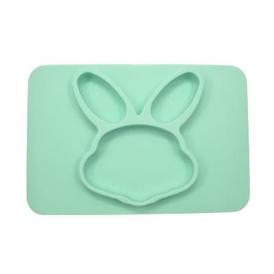 China Non Slip Lovely Animal Design BPS Free Baby Silicone Plate Mint Purple Grey for sale