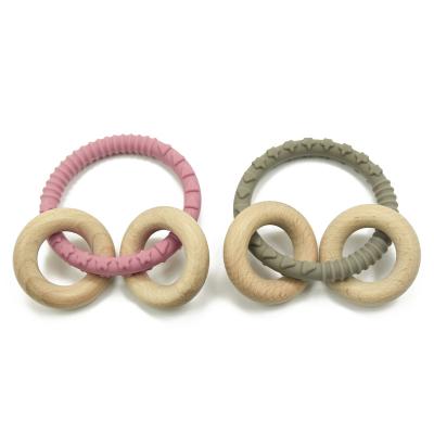 China Heart Braceletr Chewable Silicone Wood Teether Teether For Kids for sale