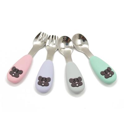 China BPA Free ASTM Baby Silicone Fork Set With Utensils Case for sale