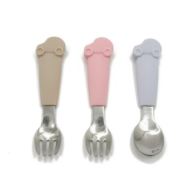 China Stainless Steel Self Feeding Pantone Baby Silicone Fork Plastic PVC Free for sale