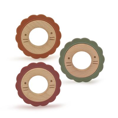 China CPSIA  Nuby Natural Wood Silicone Teether Ring FSC Customized for sale