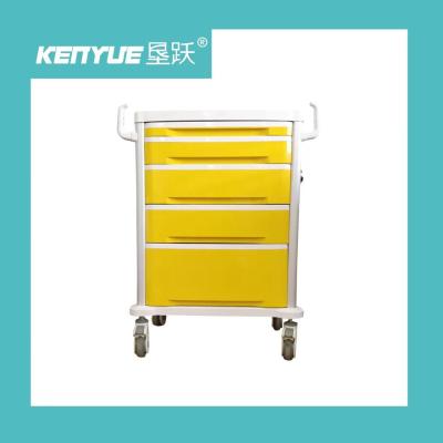China Hospital Mobile Medical Trolley Cart With Aluminum Alloy Frame Yellow for sale