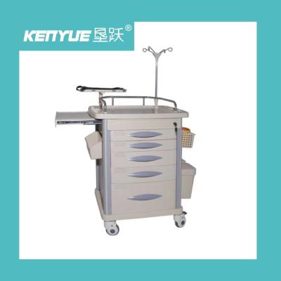 China Aluminum Frame Drawer Infusion Function Nurse ABS 960mm Emergency Medical Cart for sale