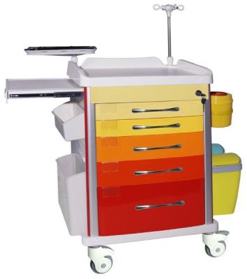 China Colorful 5 Locking ABS Drug Storage Medical Trolley With Drawers for sale