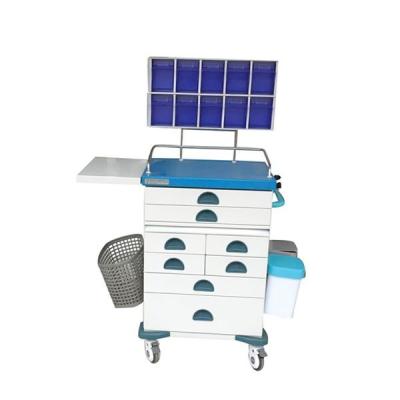 China Hospital 1080mm Medical Anesthesia Cart With Storage Box Blue for sale
