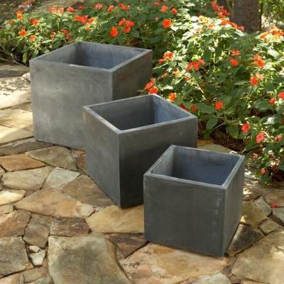 China Fiber Clay Pots, outdoor pots, garden pots PS01 Tall Cube Planter Box for sale