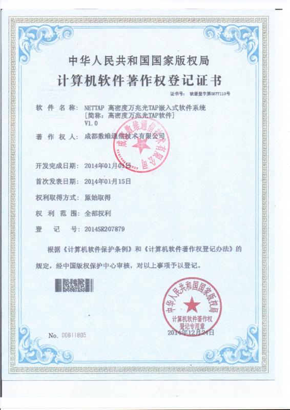 Copyright of Computer Software - Chengdu Shuwei Communication Technology Co., Ltd.