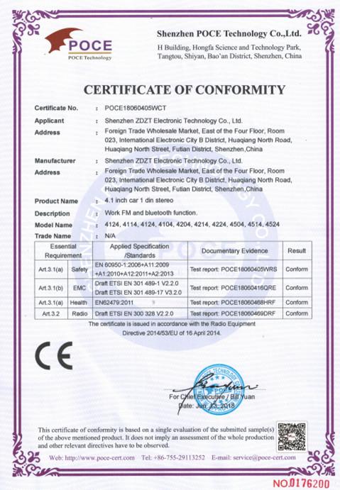 CE certificate - Shenzhen ZDZT Electronic Technology Co., Ltd.