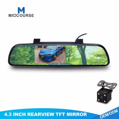 China Wide Angle Monitor Rear View Mirror 4.3 Inch With 1 Night Vision Camera for sale