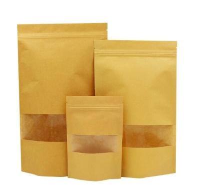 China Custom Printed Ziplock Paper Kraft Bag sacks supplier with clear window for sale