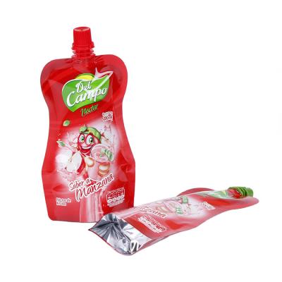 China Food Grade Customized Plastic stand up plastic bag spout Top Beverage Bags drink bag with clear spout pouch for sale