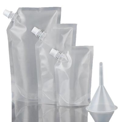 China biodegradable Portable Water Bag Transparent  Beverage Oil Packing 8OZ 16OZ 32OZ liquid packaging Doypack for sale