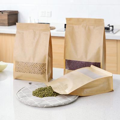 China Wholesale Food Packaging Recycled Zip Top Brown Craft Paper Bag With Window for sale
