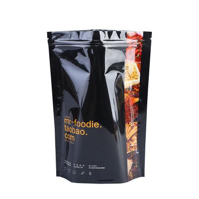 China Black Printing Eight-sided Zipper stand up zip lock aluminum foil food grade bag for Tobacco Packing for sale
