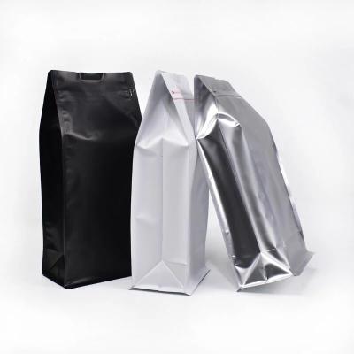 China plastic coffee mate packaging bag quad side seal bag with flat bottom for sale