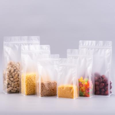 China Food Grade  Transparent Flat Bottom Plasatic Zipper Packaging Bag for Food for sale