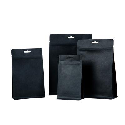 China Stand up matte black bag ziplock valve kraft paper coffee tea bags for sale