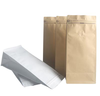 China High Barrier Natural Kraft Paper Stand up Ziplock Coffee Pouches Bags with Valve & Zipper for sale