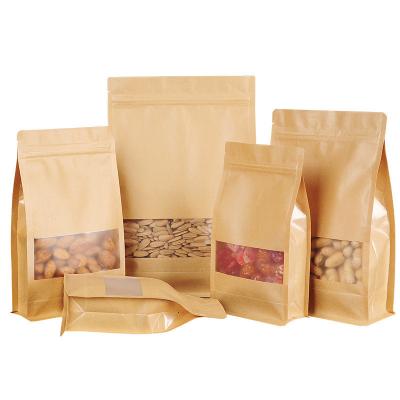 China custom logo clear window pouches ziplock Stand-up bags packaging Brown kraft paper bags for sale