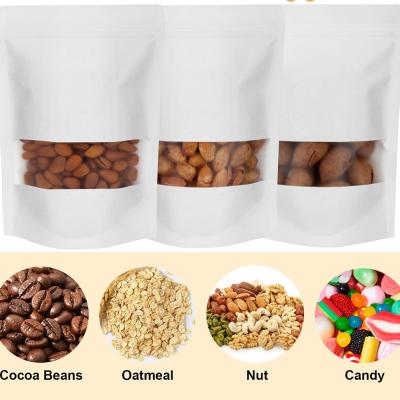 China Custom Resealable ziplock white stand up pouch kraft paper packaging bag for food with window for sale
