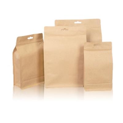 China Modern Design Custom Aluminum Three-Sided Flat Bottom Kraft Paper Ziplock Bag For Food Sealable for sale