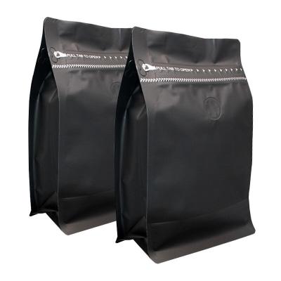 China Wholesale 250g 500g flat bottom coffee bags with valve/Biodegradable zipper coffee packaging bags/Matte Black coffee bag for sale