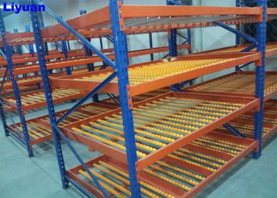 China 500-800kgs Carton Flow Rack Plastic Roller Sliding Shelves System Customized Dimension for sale
