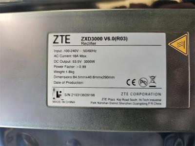 China ZXD3000 V6.0 R03 ZTE Rectifier Module 3000W 50A AC Current 18A Max 110 - 240V Input for sale
