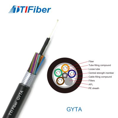 China Aerial Armored Gyts Gyta Fiber Optic Cable Single Mode 2 / 4 / 8 / 12 / 24 Core for sale