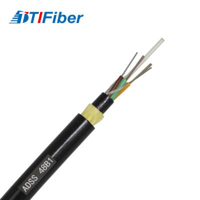 China Self Supporting Aerial Double Sheath Adss Fiber Optic Cable 12 Core 24 Core for sale