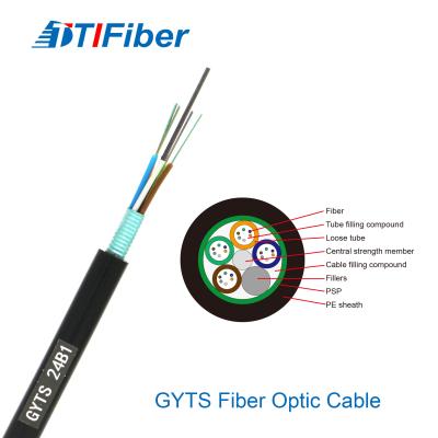 Chine L'utilisation extérieure Gyts 2 4 6 8 12 24 36 48 72 96 144 288 modes unitaires du noyau G652d a échoué le câble optique blindé de fibre de tube lâche à vendre