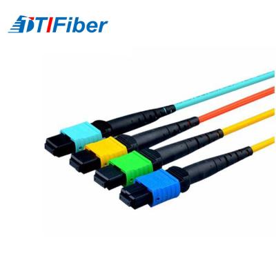 China MM SM Aqua Yellow MPO Fiber Optic Patch Cord , MM SM Green Blue fiber jumper for sale