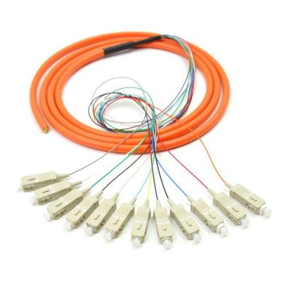 China Orange 12 core SC UPC optical fiber patch cord with CE , multimode fiber patch cord for sale