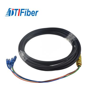 China 4-24 Cores Single Mode Pigtail , Customized Optical Fiber Pigtail Black Cable for sale