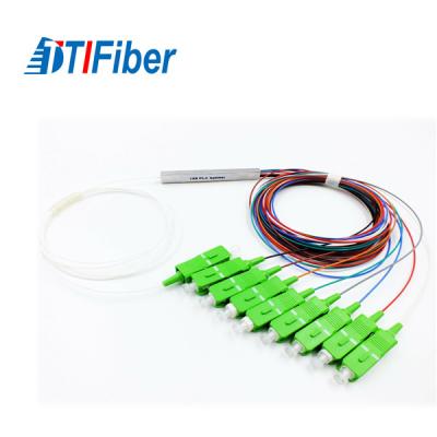 China 8 Channel Fiber Optic Splitter 1x8 Steel Tube Sc Apc Gpon Plc High Stability for sale