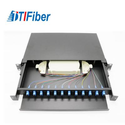 China Light Structure Fiber Optic Connection Box , Fiber Optic Patch Box 12 Cores 1U for sale