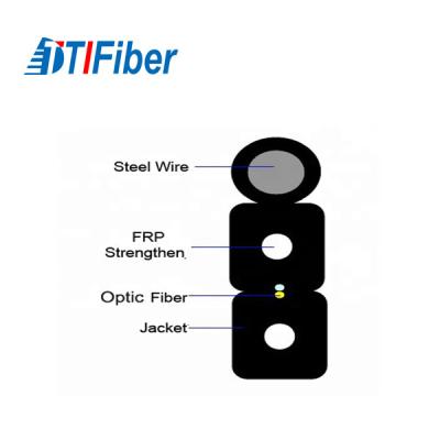 China Bow Type Drop Indoor 4 Core Fiber Optic Cable Black LSZH Jacket G.652 Ftth for sale