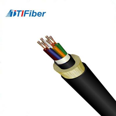 China Cable de fribra óptica 12 del solo modo 48 96 envoltura de la densidad PE/HDPE de la fibra de Adss de la base alta en venta