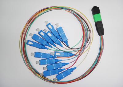China PC de la transmisión de datos, cordón de remiendo a una cara de la fibra óptica del UPC MPO con el conector del SC en venta