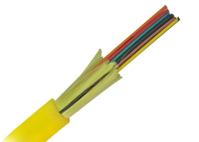 China cable óptico de la fibra interior de la distribución de la chaqueta amarilla 12core con el cable de 0.9m m en venta