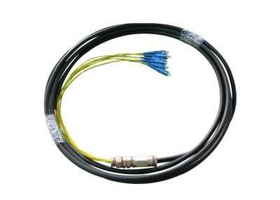 China 4cores Waterproof Fiber Optic Pigtail with SC UPC connectors , black Cable for sale