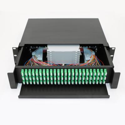 China 19 Inch 1u 2u Rack Mount Mpo Cassette Patch Panel Plc Splitter Fiber Panel for sale