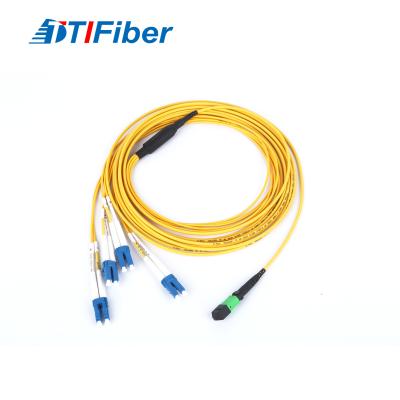 China 12 Core Singlemode G657A Fiber Optic Patch Cord MPO LC OFNR Fan Out for sale
