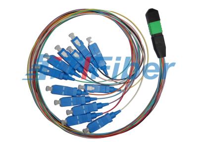 China MPO to SC Fiber Optic Patch Cord 12 Fiber For MPO Cassettes for sale
