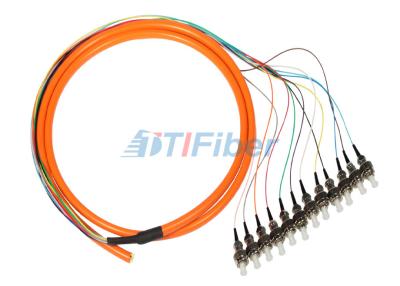 China ST 0.9mm Breakout Fiber Optic Pigtail , 12 core Optical Cable for sale