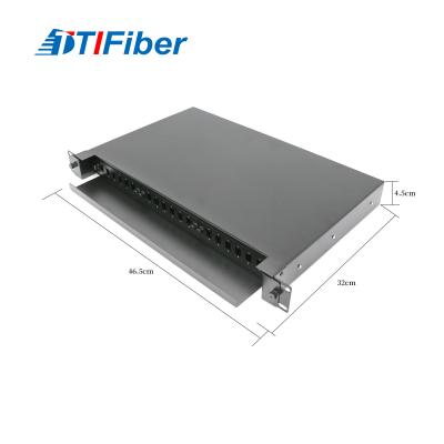 China marco de distribución de la fibra óptica 1U, los 24 paneles de remiendo portuarios de la fibra óptica de ODF en venta